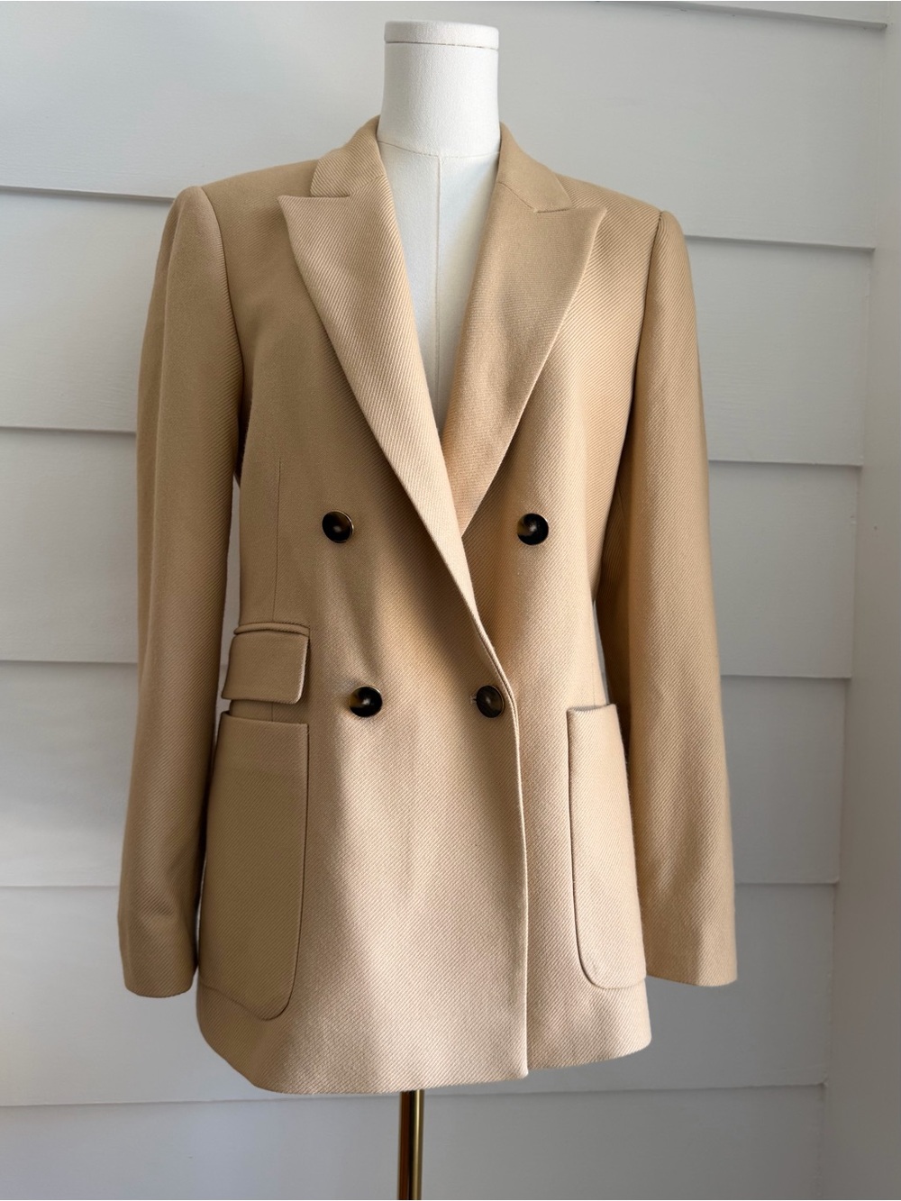 Reiss Larsson Double Breasted Twill Blazer in Light Camel US 10 - Picture 5 of 12